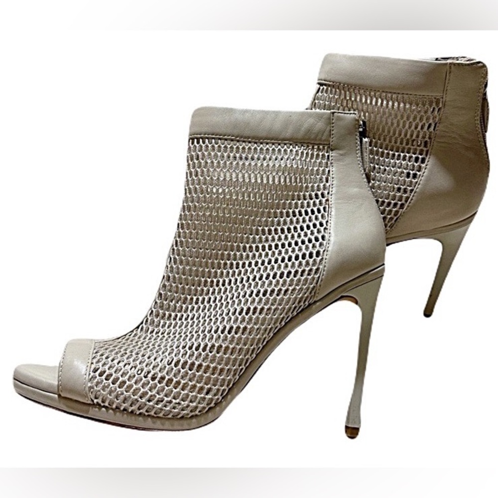 BCBGMaxAzria Beige Mesh Ankle Bootie Heels - Picture 4 of 13